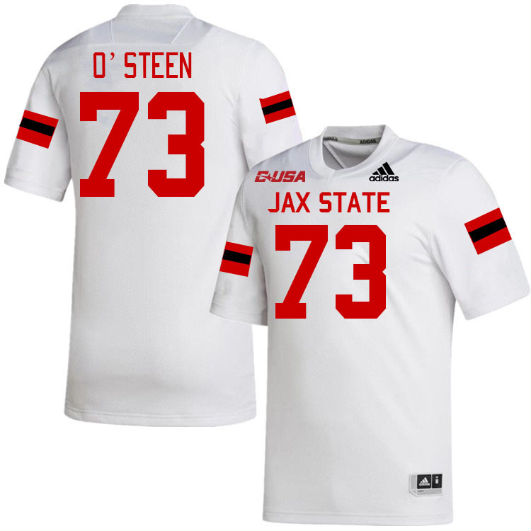 #73 Will O'Steen Jacksonville State Gamecocks College Football Jerseys Stitched-White